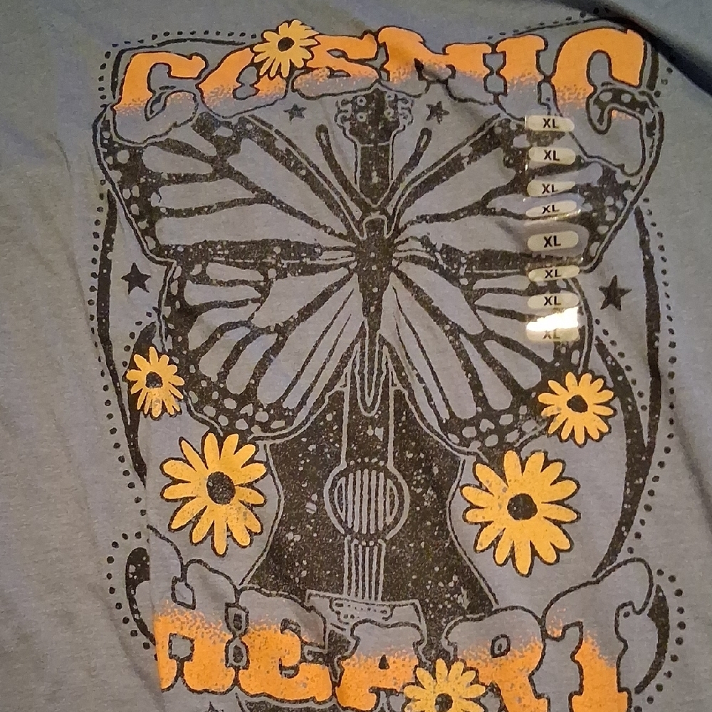 Graphic Tee with Butterfly and Floral Design
